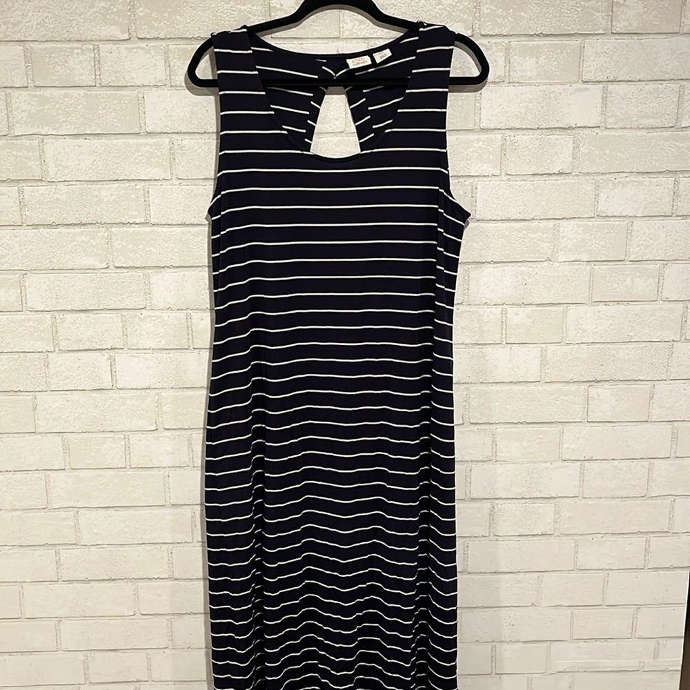 EUC C & C California Black & White Stripe Maxi Dress